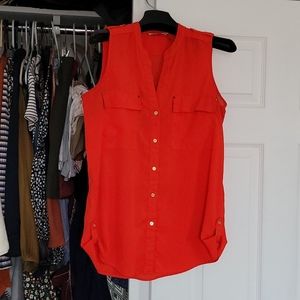 Calvin Klein bright red blouse.